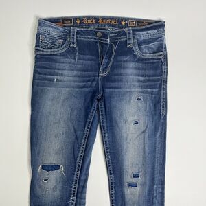 Rock Revival Tallis Easy Ankle Skinny Jeans Women’s 30x28 Stretch Distressed